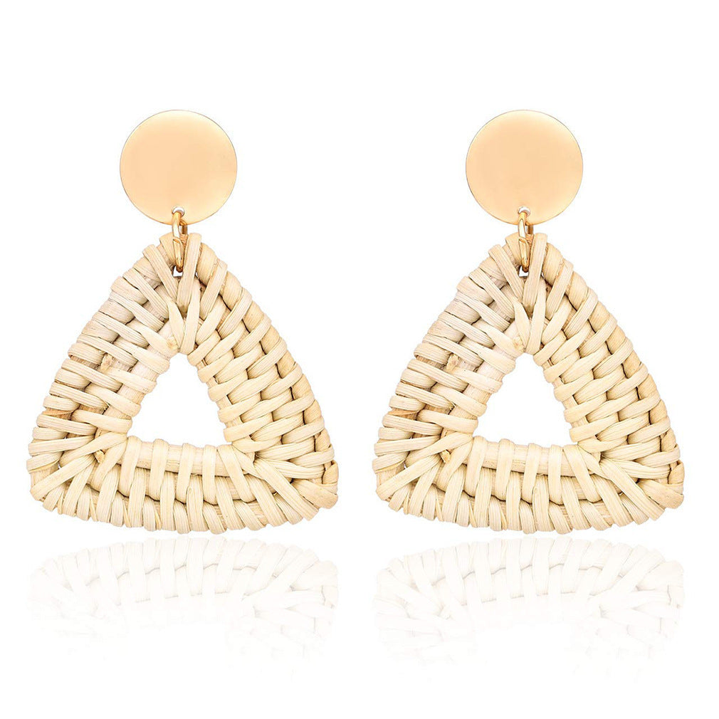 Wholesale Retro Geometric Beach Holiday Exaggerated Rattan Earrings